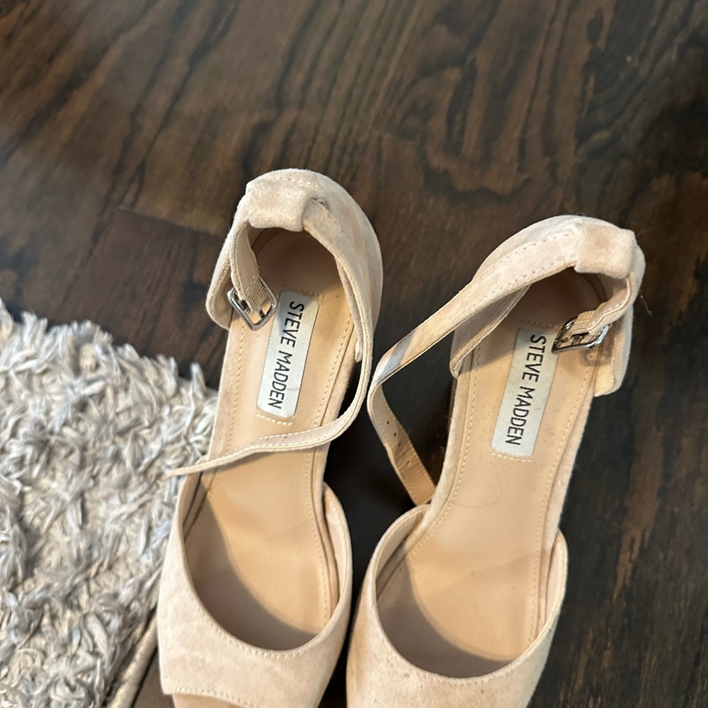 Steve Madden Beige Ankle Strap Heels